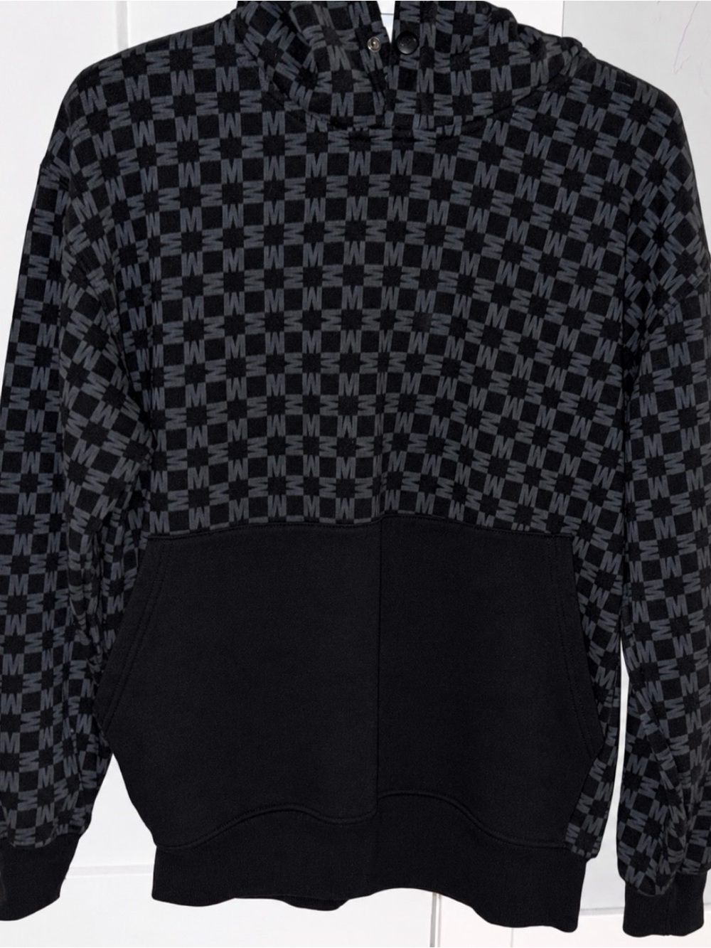 Moncler Black & Charcoal Check Pattern Zip-Up Sweater